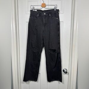 GAP Baggy Low Rise Jeans in Black with Distressing